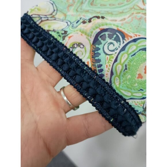 Maria Gabrielle Womens BOHO Tunic Top Size 1X Green Paisley Chiffon Sharkbite - Picture 2 of 9